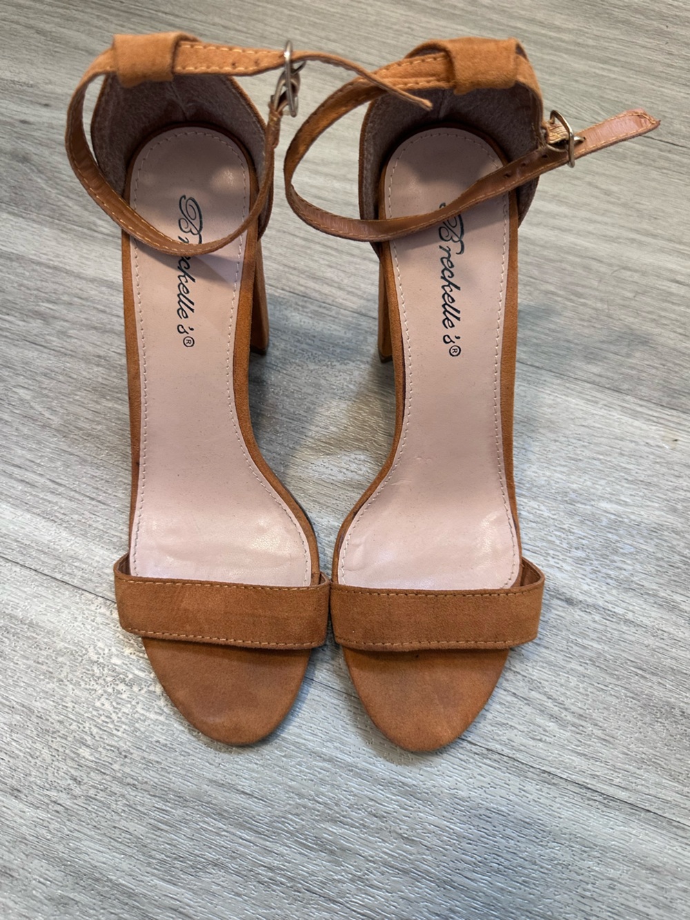Strappy Block Heel Sandals in Tan by